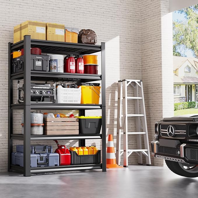 Set of 3 Garage Shelving-3000 lbs 5 Tier Storage Shelves, Adjustable Heavy Duty - Image 8