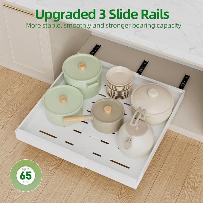 PAKETA 1 Pack Expandable Pull Out Cabinet Organizer, Upgrade 3 Slide Rails - Image 7