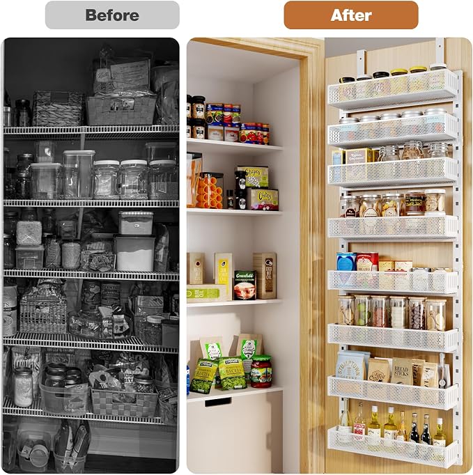 Pantry Door Organizers and Storage, 8-Tier Large Metal Heavy-Duty Frame Over - Image 7