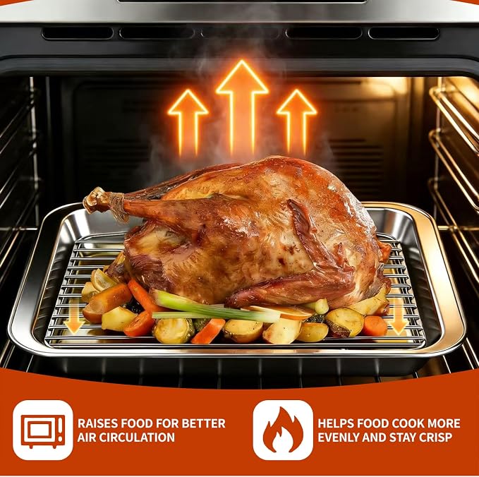 Roasting Rack for 9x13 Inch Pan, Stainless Steel Roasting Rack Insert, - Image 4