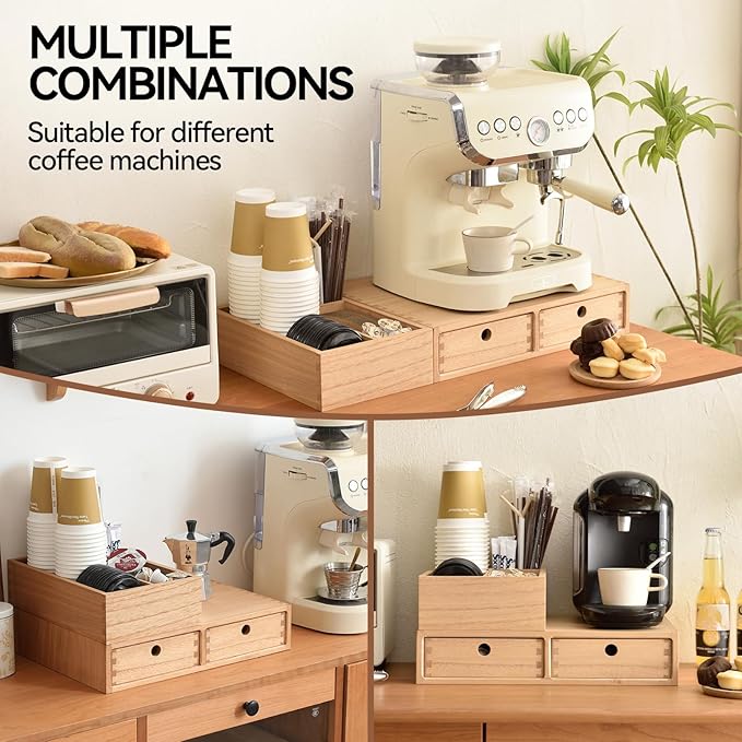 KIRIGEN Wooden Coffee Station Organizer 2-Piece Set - Image 6