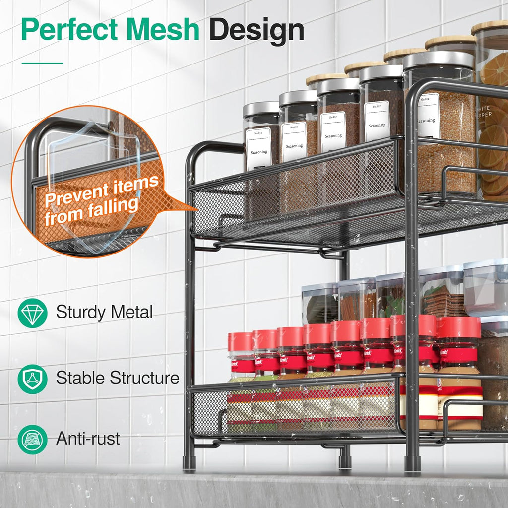 Spice Rack Organizer for Countertop,Xpatee 2-Tier Foldable Metal