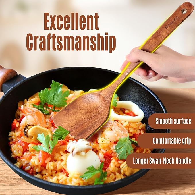 Wooden Spoons for Cooking, Comfortable Grip, Heat Resistant Kitchen Utensils - Image 7