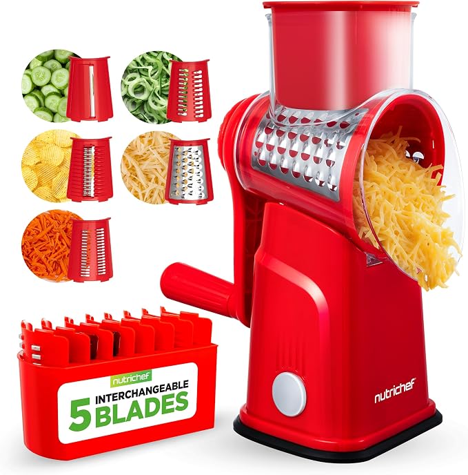 NutriChef 5 in 1 Cheese Grater & Shredder | 5 Different Blades by NutriChef%E2%84%A2Kitchen