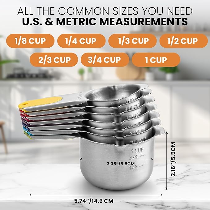 Spring Chef Magnetic Stainless Steel Measuring Cups, Kitchen Tools - Image 5