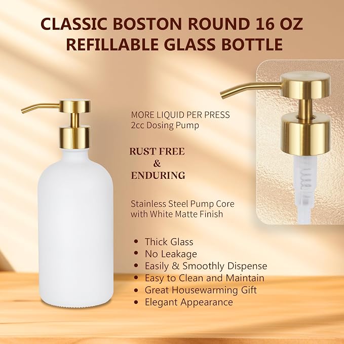 Ronasip Set of 5 Kitchen Soap Dispenser Set 16 Oz Glass Hand Dish Soap Dispenser - Image 5