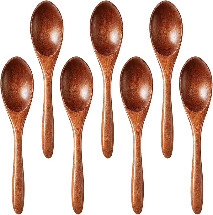 7pcs Small Wooden Spoons for Honey, Coffee Little Wood Table Spoon for Eating by Morgles