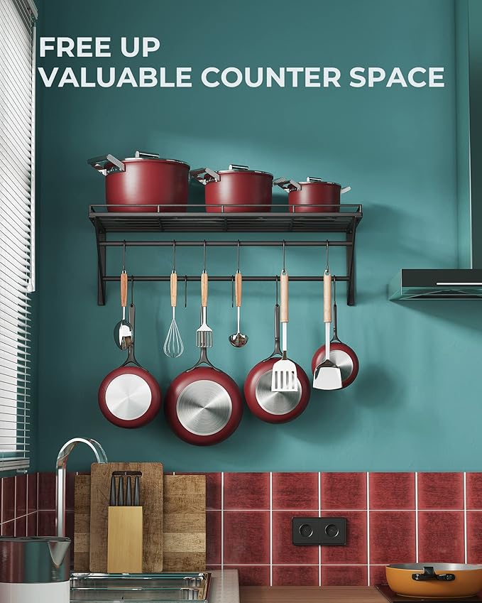 OROPY 23 Inch Wall Mounted Pot Rack Storage Shelf - Image 6