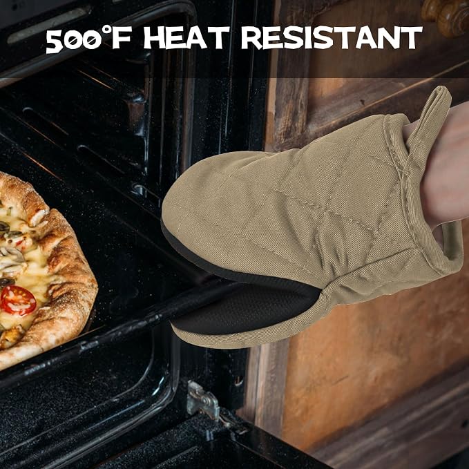 Oven Mitts and Pot Holders Set, Heat Resistant Silicone Kitchen Mini Oven - Image 5