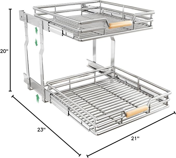 Pull out Cabinet Organizer, 2 Tiers 23"W X 21"D, Heavy Duty Smooth Sliding - Image 2