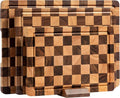 Checkered Cutting Boards for Kitchen, Wooden Cutting Board Set, Acacia Chopping by FyctioHome