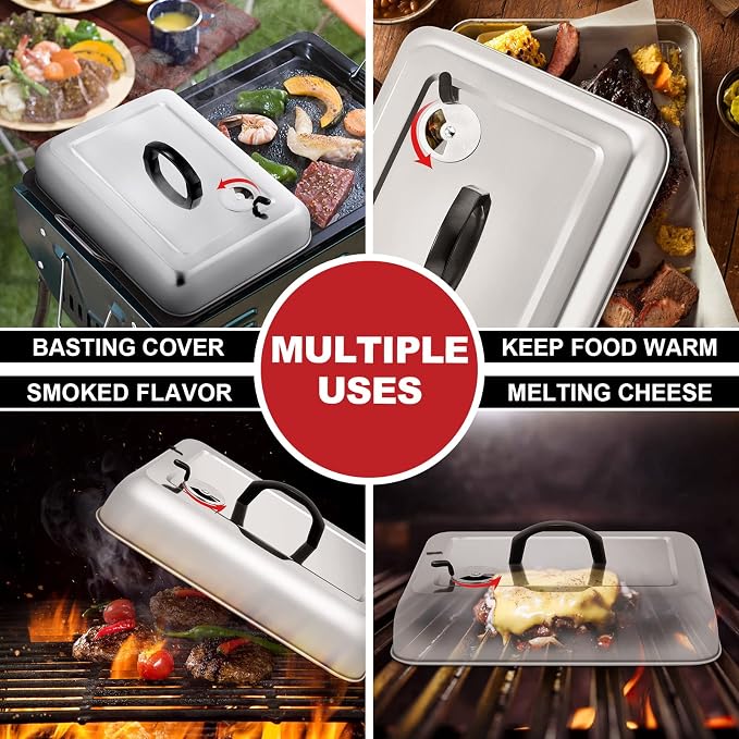 13x 9.75Inch Cheese Melting Domes, HaSteeL Rectangular Basting Steam Cover - Image 4