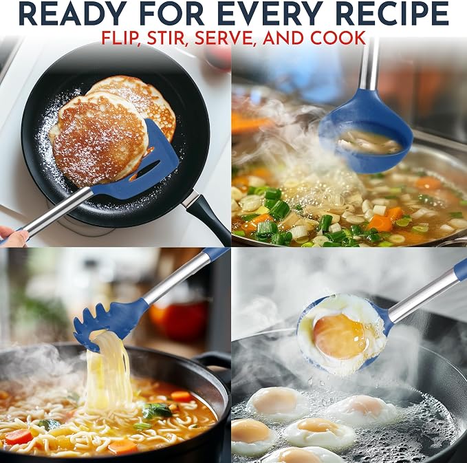 Silicone Kitchen Utensils Set 34 Pieces 450 °F Heat Resistant - Image 7