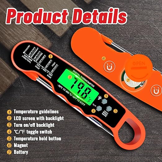 Meat Thermometer Digital, IP67 Waterproof Food Thermometer - Image 4