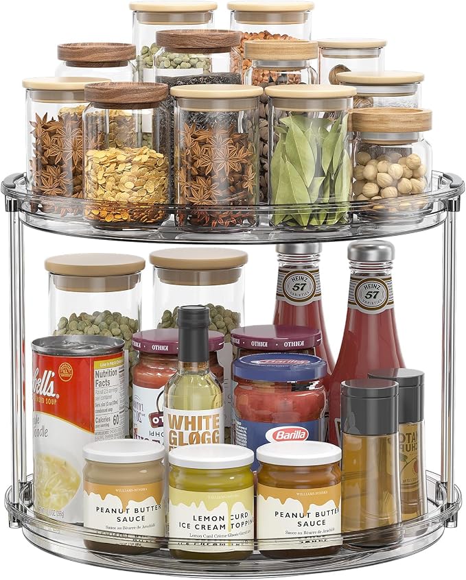 LAMU 2 Tier Lazy Susan Organizer 12 inch Large Lazy Susan Turntable Rotating by YourHome-OrganizationHelper