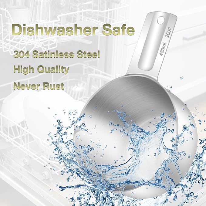 1PCS 2Cup Single Measuring Cup, Etched Inner Scale Stainless Steel Measure Scoop - Image 6