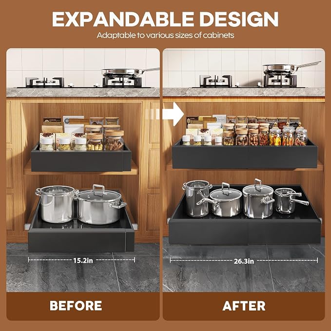 Seinloes 2 Pack Expandable Pull Out Cabinet Organizer 21"Deep - Image 4