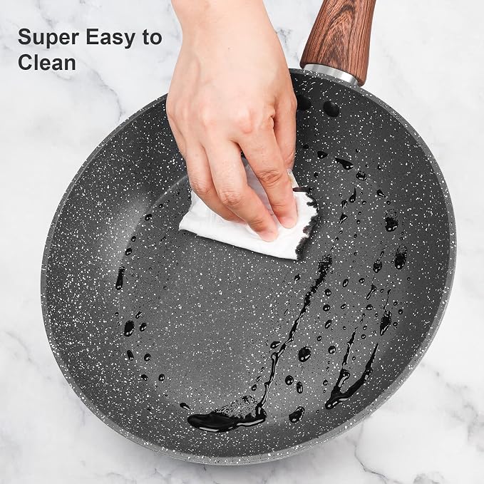 M MELENTA Granite Pots and Pans Set Non Stick, 11 Piece Die-Cast Induction - Image 6