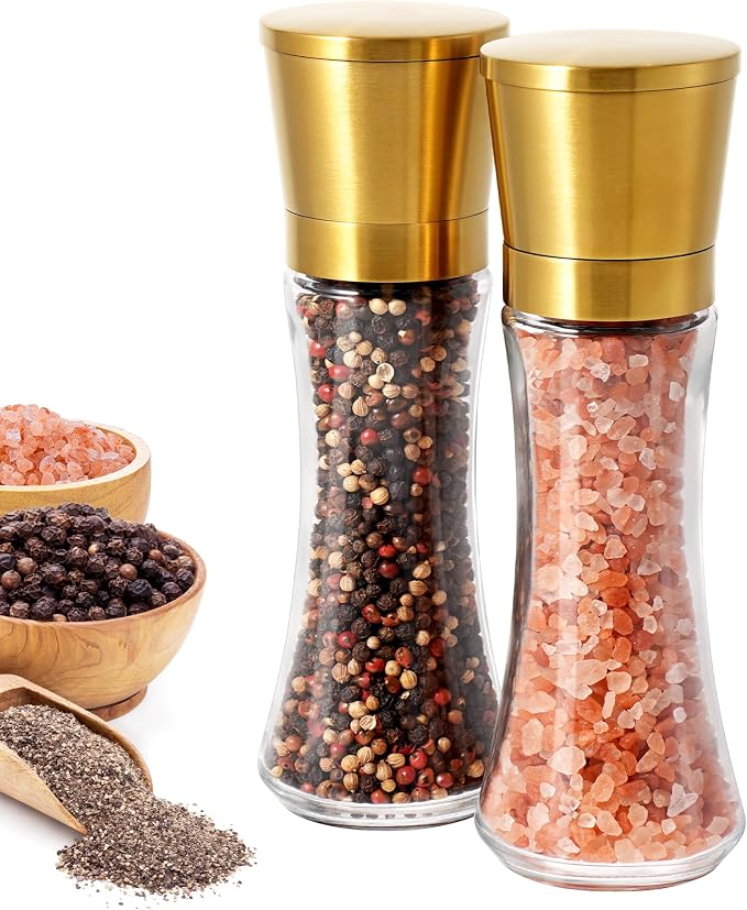 VEVOK CHEF Gold Salt and Pepper Grinder Mill Set Stainless Steel Pepper Shaker by VEVOKCHEF