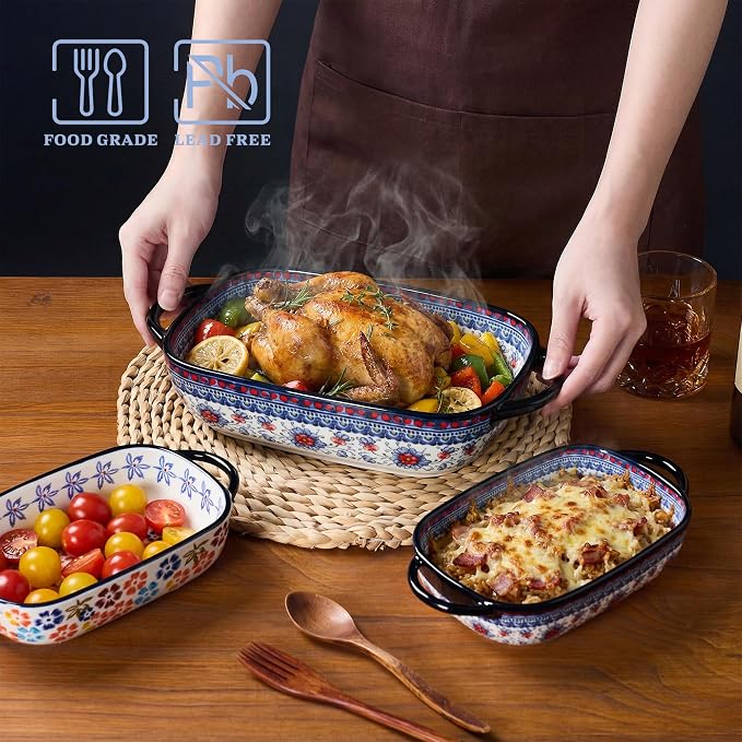 Ceramic Casserole Dishes for Oven, Hand-painted Polish Pottery Baking Dish Set - Image 6