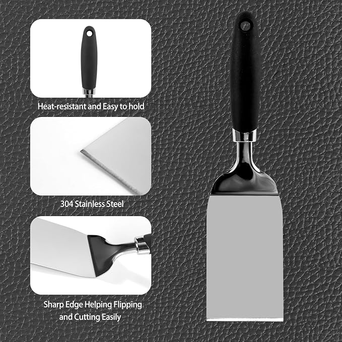 Metal Spatula for Cast Iron Skillet Grill & BBQ, Flat Top Griddle Spatulas for - Image 6