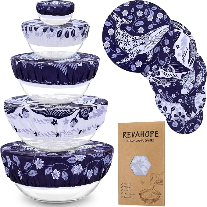 5-Size Reusable Beeswax Bowl Covers by Revahope