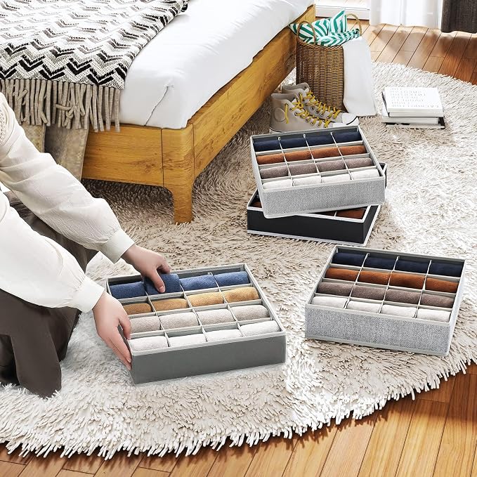 Joyoldelf Sock Drawer Organizer Divider Underwear Organizer 16-cell Fabric - Image 4