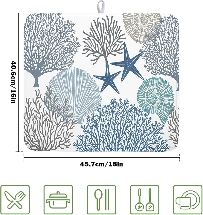 Summer Coastal Dish Drying Mats - Image 2