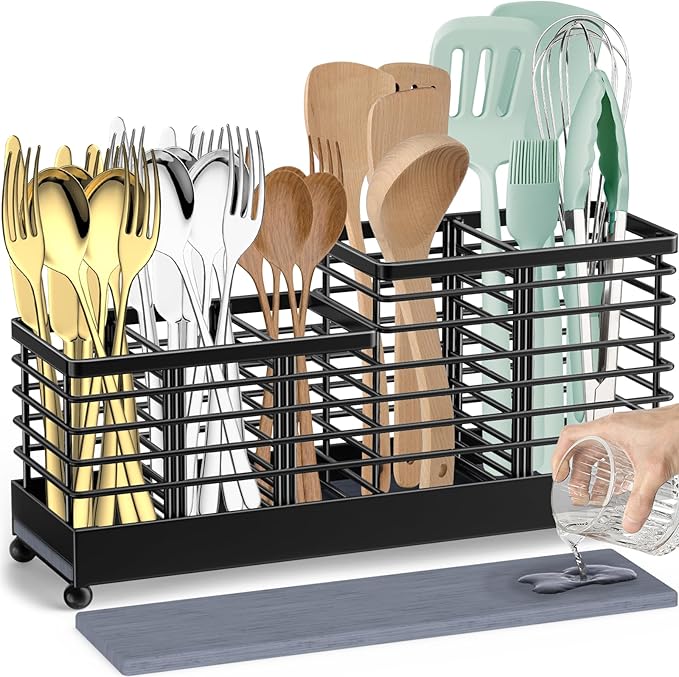 TomCare Utensil Holder with Water Absorbent Diatomite Stone 3 Removable by TomCare