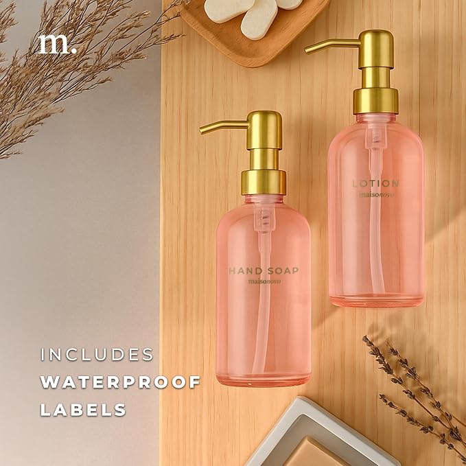 MaisoNovo Soap Dispenser 2-Piece Set | 16.9oz Pink Bottles - Image 6