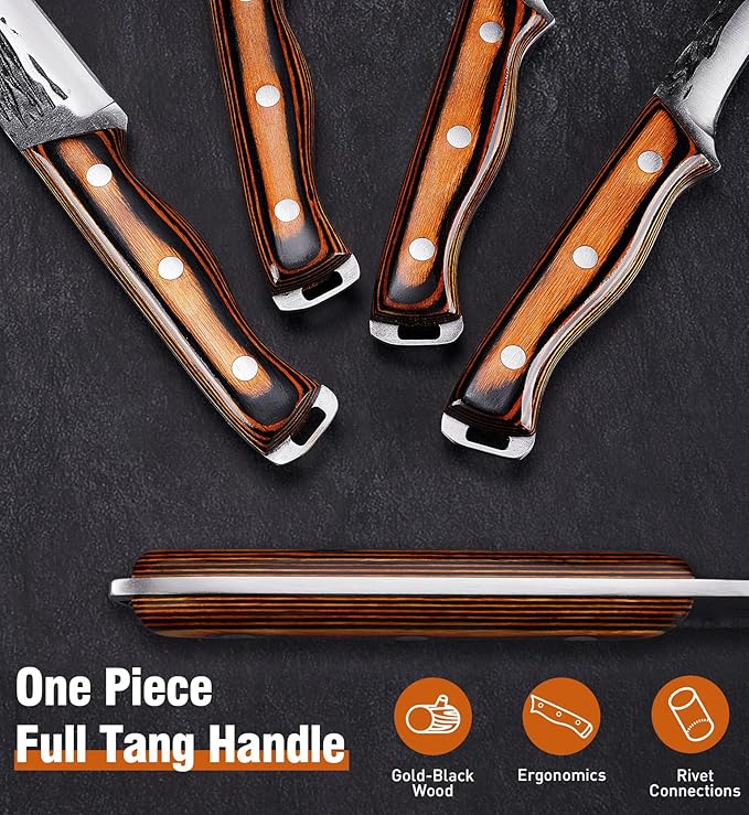 Naitesen 4PCS Hand Forged Butcher Knife and Kitchen Knife 2 in 1 Set, Heavy - Image 6