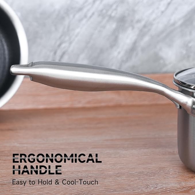 LOLYKITCH Hybrid Tri-Ply Stainless Steel Non-Stick Saucepan Set of 2, 1.5QT & - Image 5