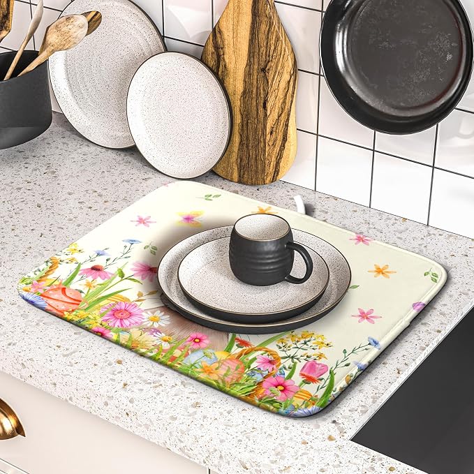 Easter Dish Drying Mat for Kitchen Counter Spring Easter Holiday Dish Drying - Image 5