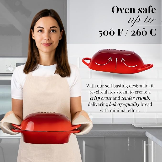 Dutch Oven For Sourdough Bread Baking – Enamelled Cast Iron Bread Loaf Pot – - Image 3