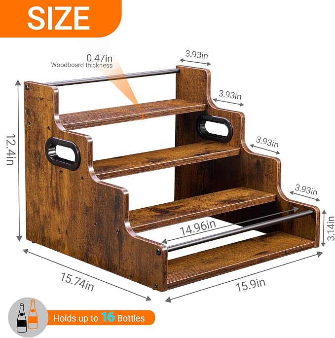 YQBRAO 4-Tier Tiered Liquor Bottle Display Shelf - Image 3