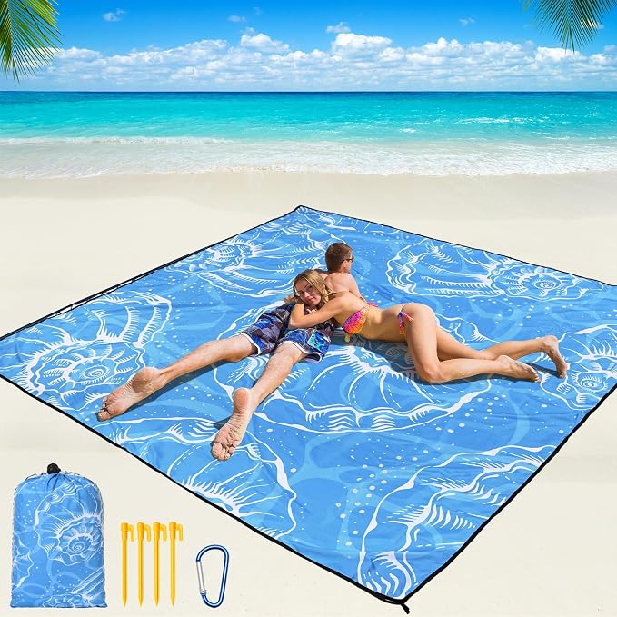 WIWIGO Beach Blanket Waterproof Sandproof Beach Mat 79" X 83"/10'x9'for 2-8 by WIWIGO