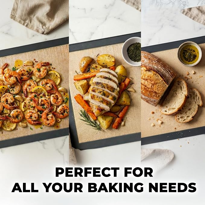 Zulay Kitchen Silicone Baking Mat Set – 2-Pack 16.5″ × 11.6″ Reusable Non-Stick - Image 2