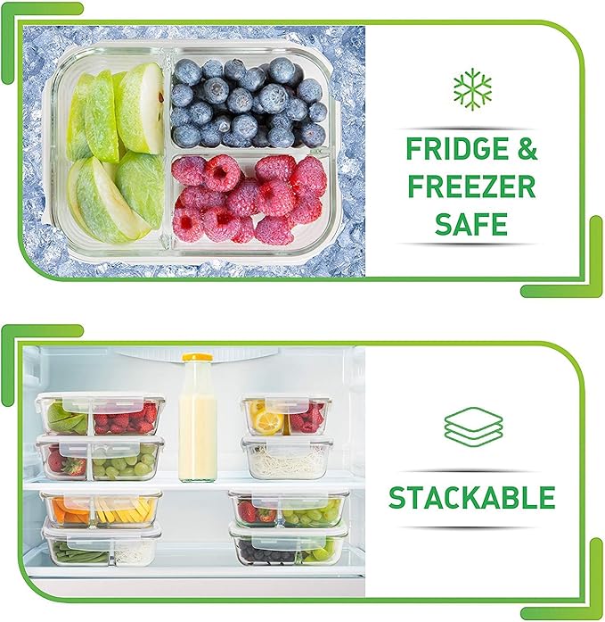 PrepNaturals 5 Pack 34 Oz Glass Meal Prep Containers - Image 8