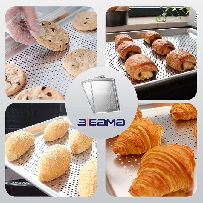 BIEAMA 12 Pack Half Size 18" x 13" Aluminum Baking Sheet Pan Perforated - Image 8