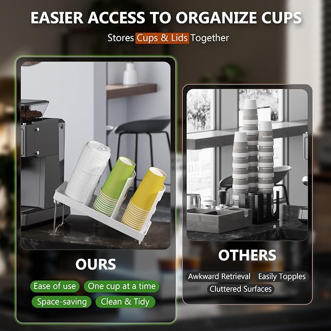 6-Slot Paper Cup and Lid Holder, Disposable Coffee Cup Dispenser, Upright Paper - Image 4