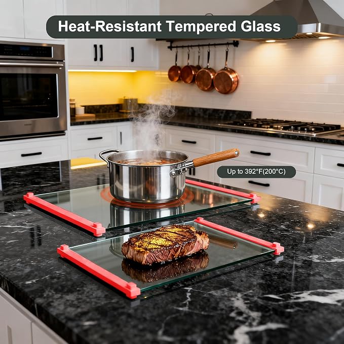 2PCS Glass Cutting Board with Silicone Grip, 80% Stronger Shatter Resistance - Image 5
