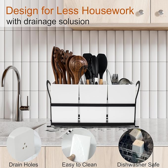Czlizdyt Large Kitchen Utensil Holder, Drainage Utensil Caddy - Image 2