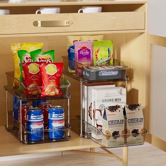 Delamu 2-Tier Under Sink Organizers and Storage, Pull Out Kitchen Pantry - Image 4
