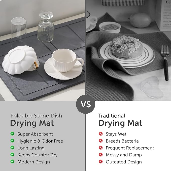 Large Stone Drying Mat for Kitchen Counter, Quick Dry Stone Dishes Mats - Image 8