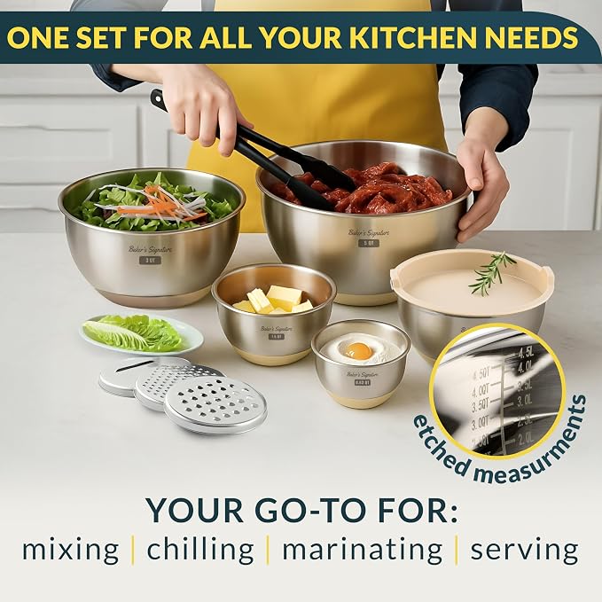 Baker's Signature Stainless Steel Mixing Bowls - Image 7