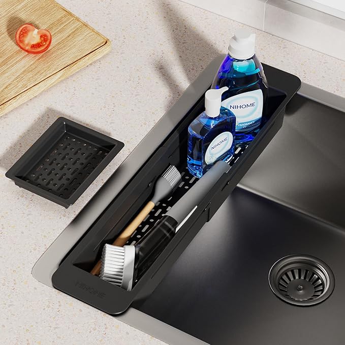 NiHome Extendable Over Sink Kitchen Organizer, Small Telescopic Brush Storage - Image 9