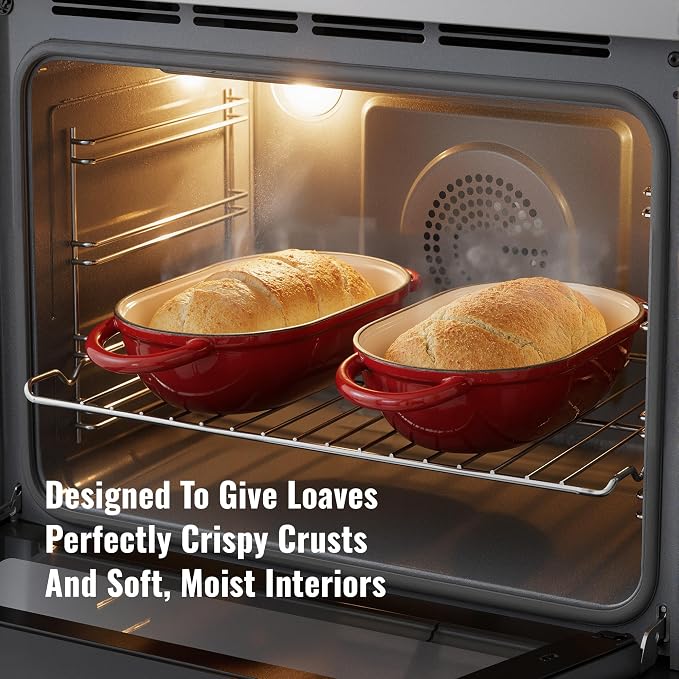 2 QT Oval Dutch Oven for Bread Baking, Enamelled Cast Iron Bread Oven for - Image 5