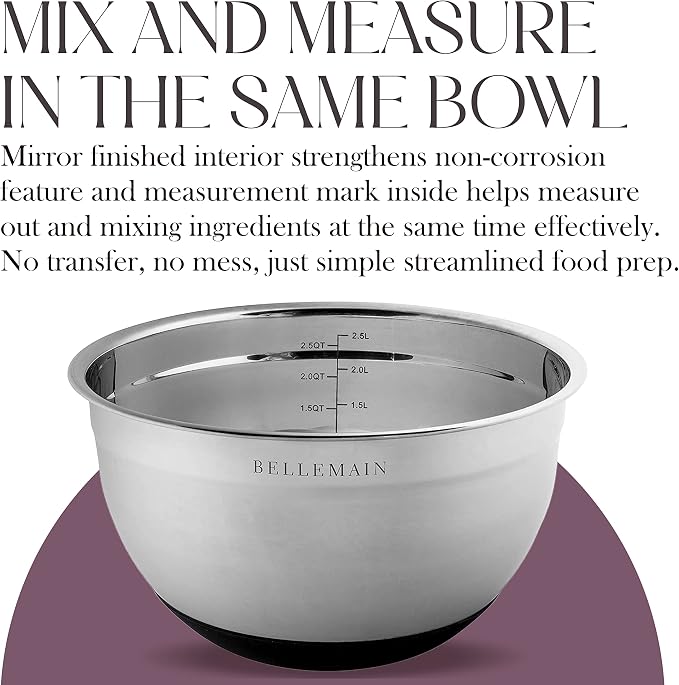 Bellemain Stainless Steel Non-Slip Mixing Bowls - Image 9