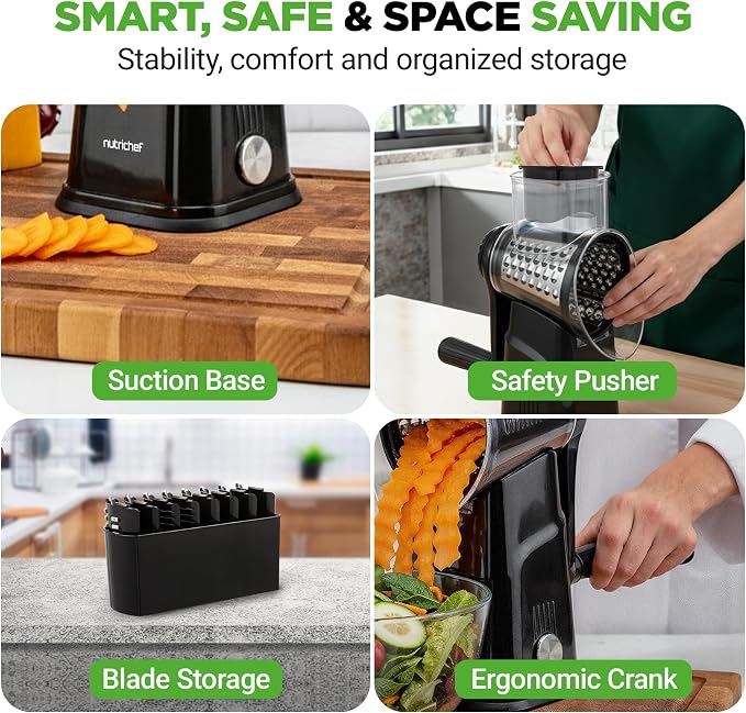 NutriChef 5 in 1 Cheese Grater & Shredder | 5 Different Blades - Image 7