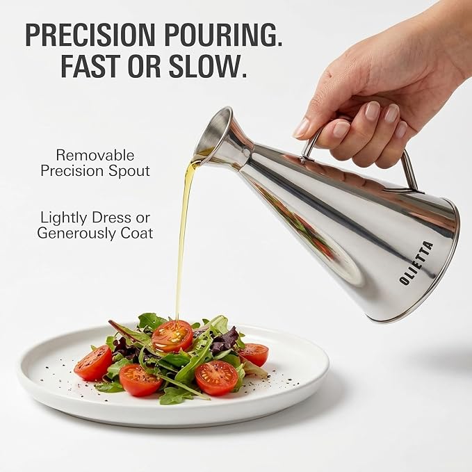 Olive Oil Dispenser Bottle Olietta Stainless Steel Non Drip Leak Proof No Mess - Image 3